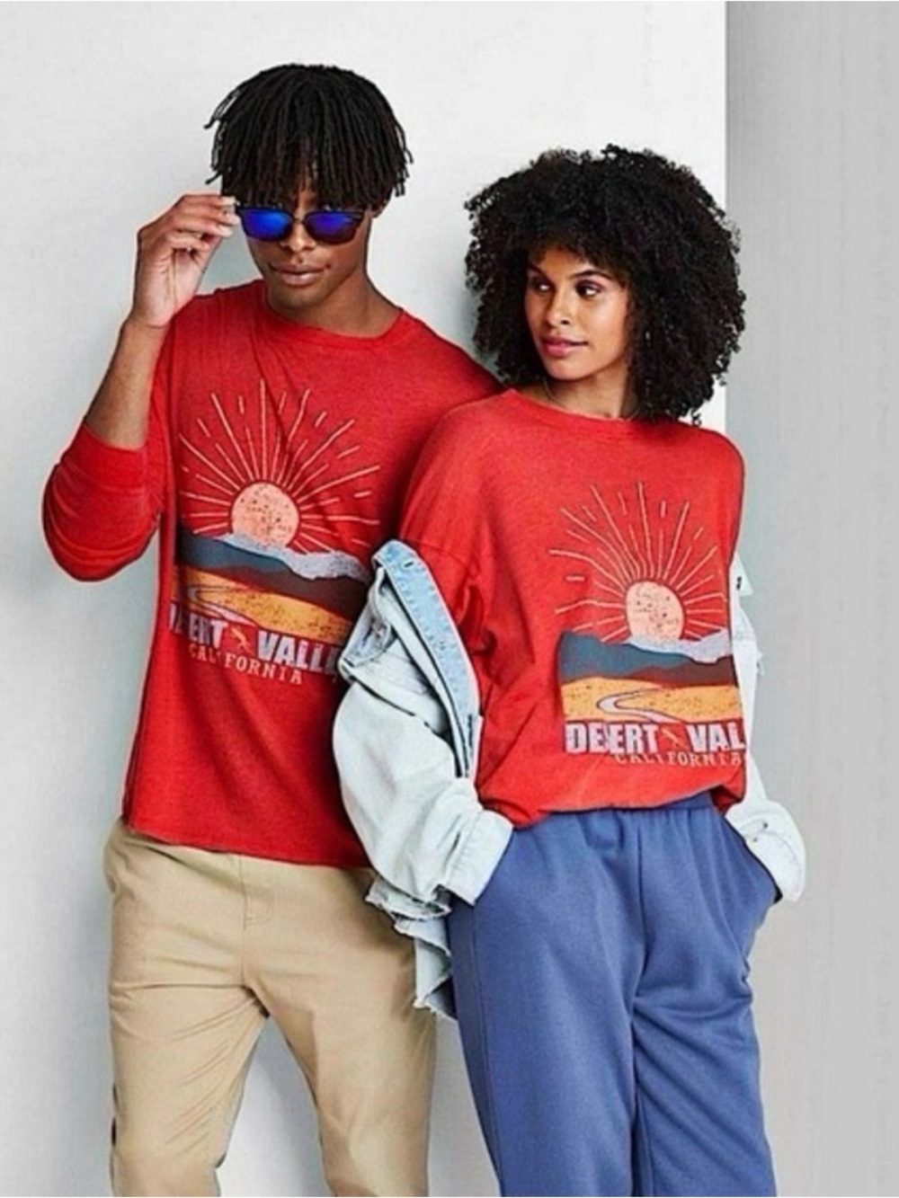 Wild Fable Desert Valley California Sun Graphic Long Sleeve T Shirt Red Unisex L